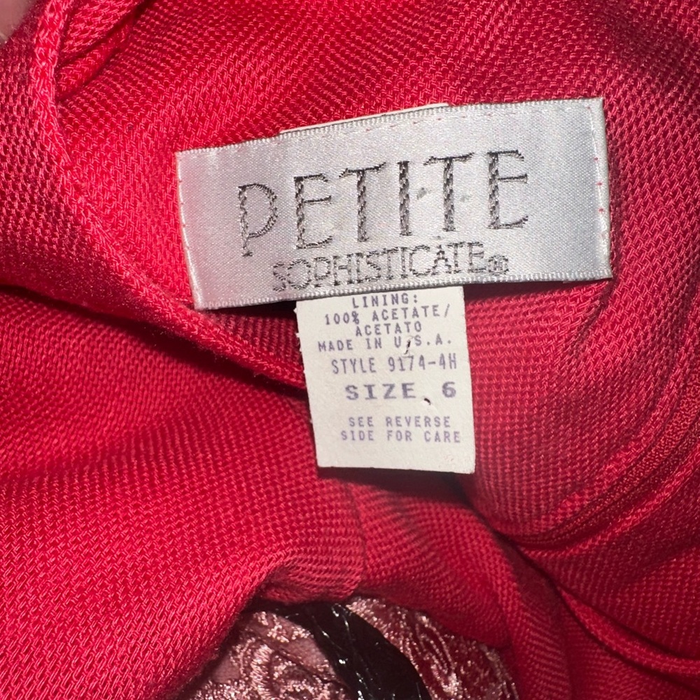 VTG 80s 90s Magenta Pink Dress Suit Button Front Petite Sz 6 NWT 💕 - Picture 14 of 14